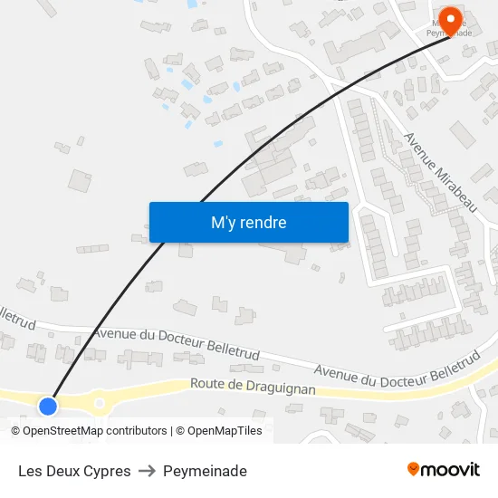 Les Deux Cypres to Peymeinade map