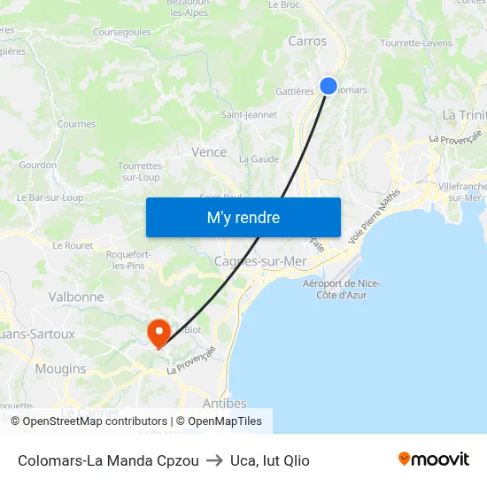 Colomars-La Manda Cpzou to Uca, Iut Qlio map