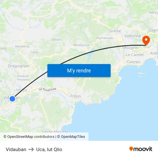 Vidauban to Uca, Iut Qlio map