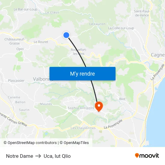 Notre Dame to Uca, Iut Qlio map