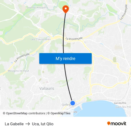 La Gabelle to Uca, Iut Qlio map
