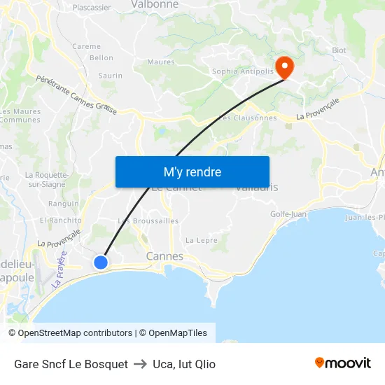 Gare Sncf Le Bosquet to Uca, Iut Qlio map
