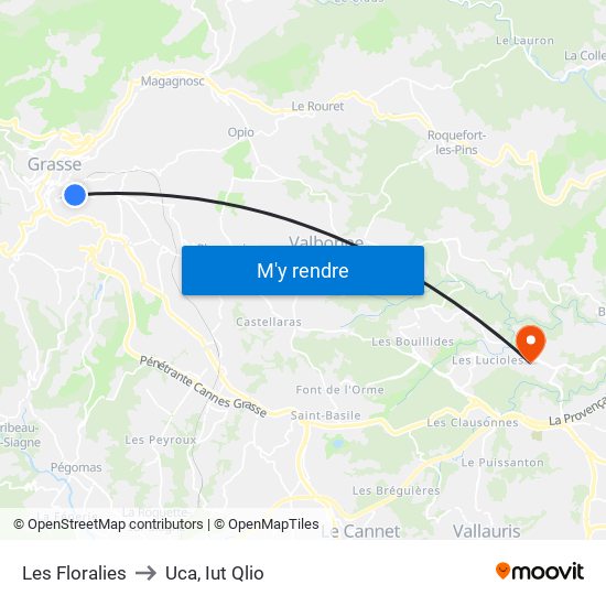 Les Floralies to Uca, Iut Qlio map