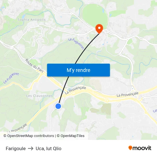 Farigoule to Uca, Iut Qlio map