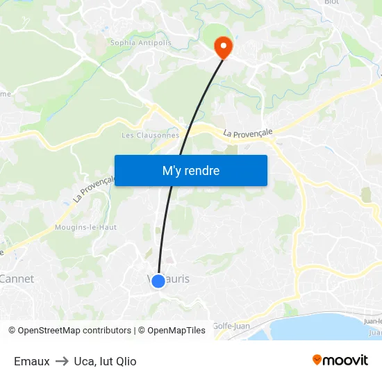 Emaux to Uca, Iut Qlio map