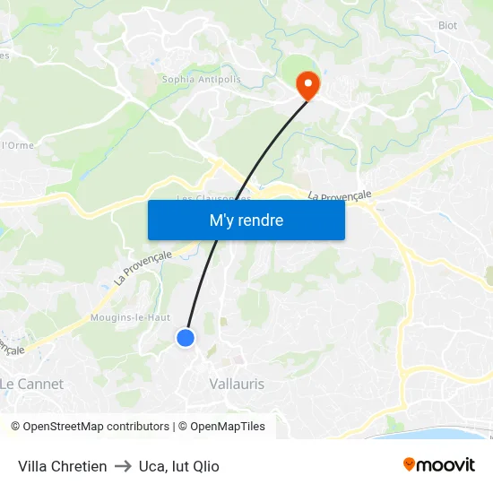 Villa Chretien to Uca, Iut Qlio map