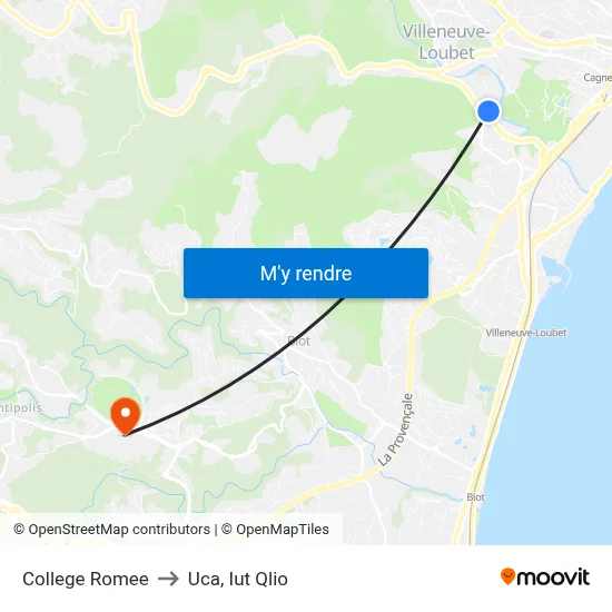 College Romee to Uca, Iut Qlio map