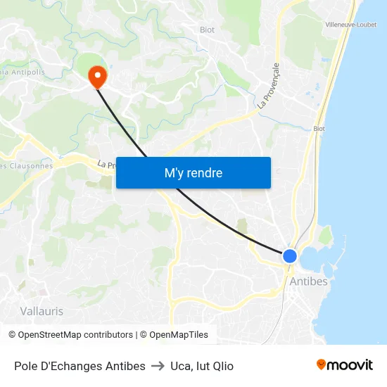 Pole D'Echanges Antibes to Uca, Iut Qlio map