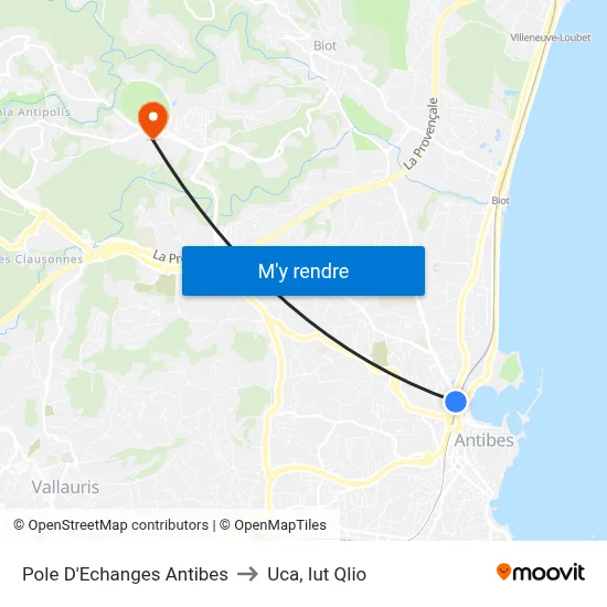 Pole D'Echanges Antibes to Uca, Iut Qlio map