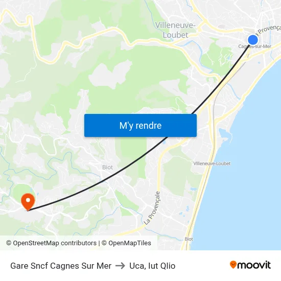 Gare Sncf Cagnes Sur Mer to Uca, Iut Qlio map
