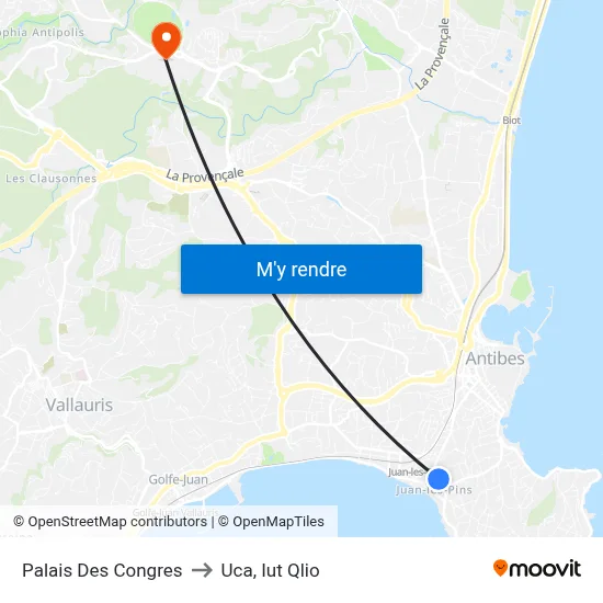 Palais Des Congres to Uca, Iut Qlio map