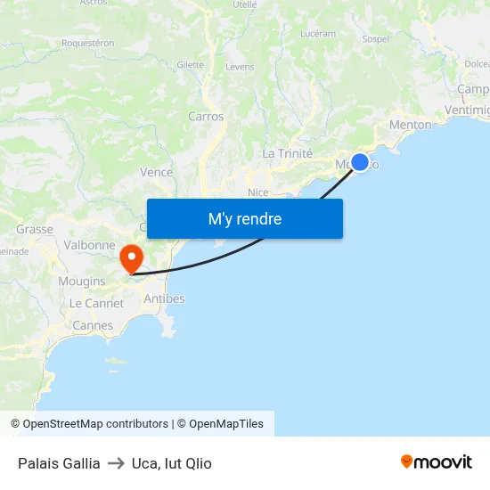 Palais Gallia to Uca, Iut Qlio map