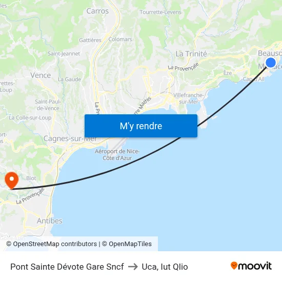 Pont Sainte Dévote Gare Sncf to Uca, Iut Qlio map
