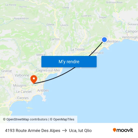 4193 Route Armée Des Alpes to Uca, Iut Qlio map