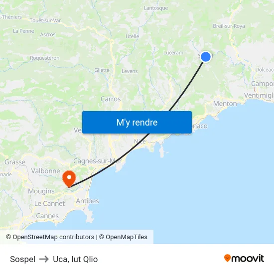 Sospel to Uca, Iut Qlio map
