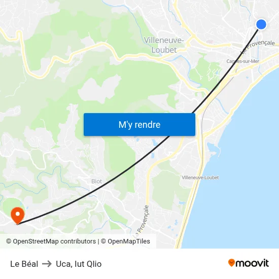 Le Béal to Uca, Iut Qlio map