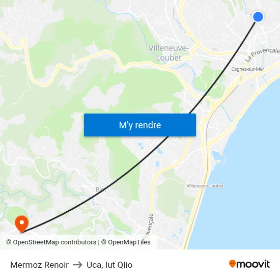 Mermoz Renoir to Uca, Iut Qlio map