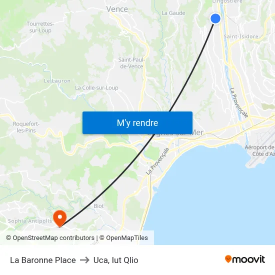 La Baronne Place to Uca, Iut Qlio map