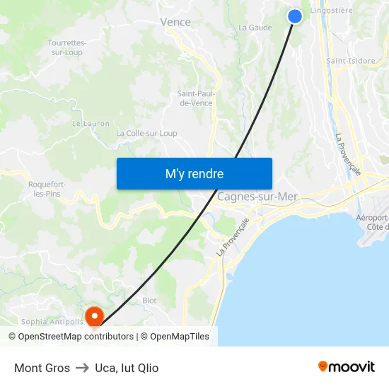 Mont Gros to Uca, Iut Qlio map