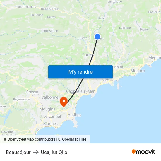 Beauséjour to Uca, Iut Qlio map