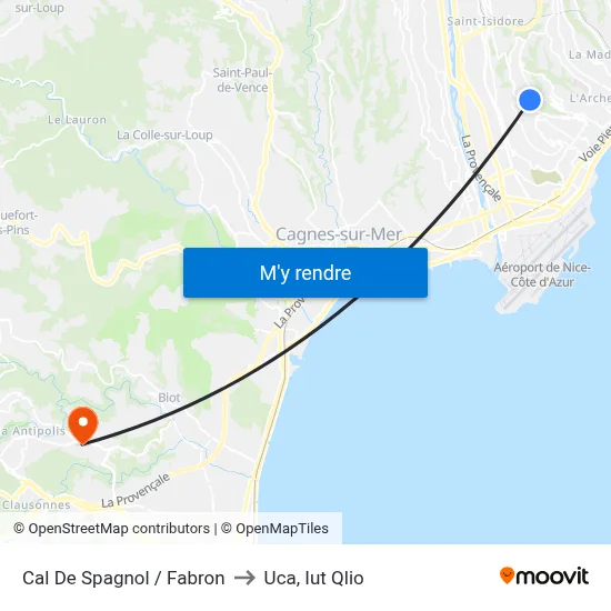 Cal De Spagnol / Fabron to Uca, Iut Qlio map