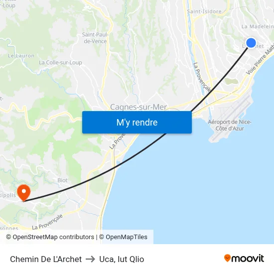 Chemin De L'Archet to Uca, Iut Qlio map