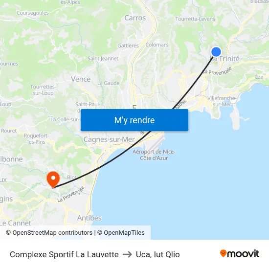 Complexe Sportif La Lauvette to Uca, Iut Qlio map