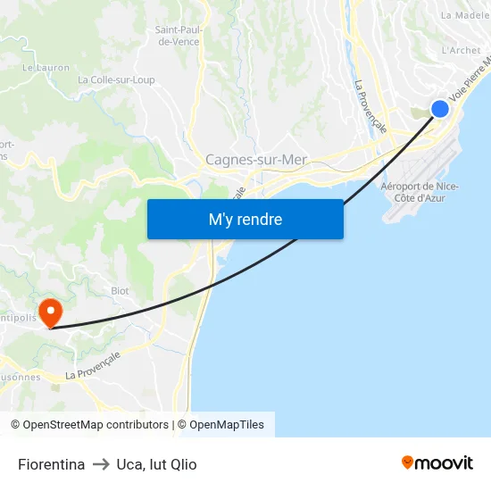 Fiorentina to Uca, Iut Qlio map