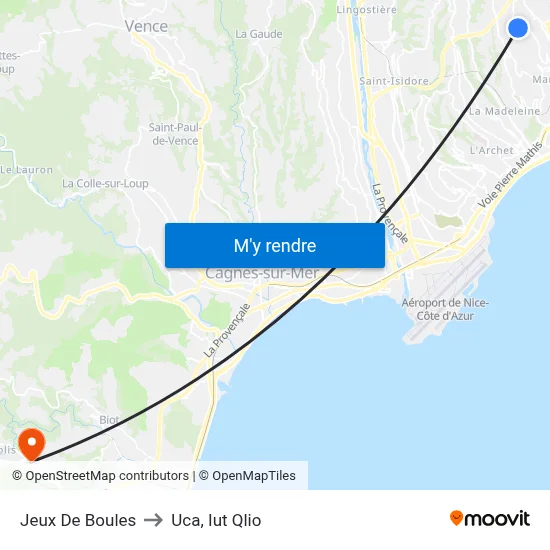 Jeux De Boules to Uca, Iut Qlio map