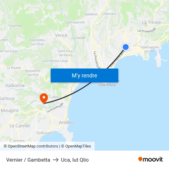 Vernier / Gambetta to Uca, Iut Qlio map