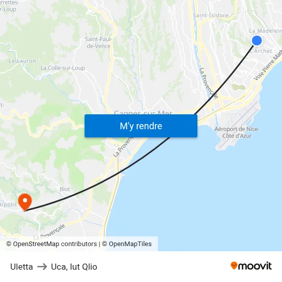 Uletta to Uca, Iut Qlio map