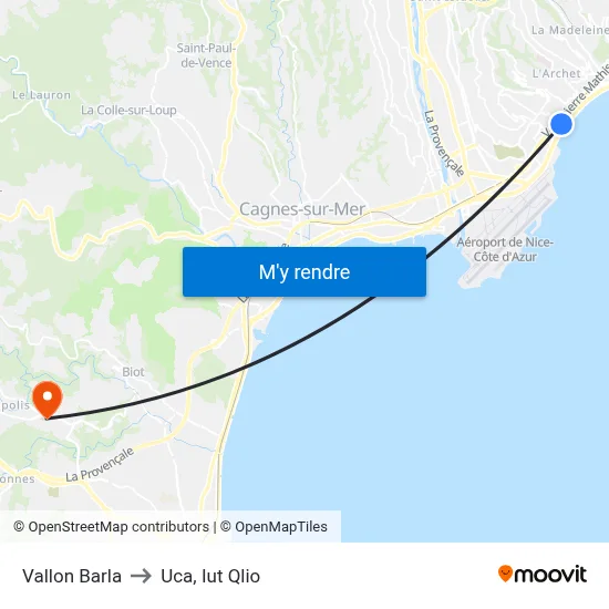 Vallon Barla to Uca, Iut Qlio map
