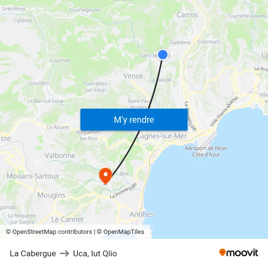 La Cabergue to Uca, Iut Qlio map