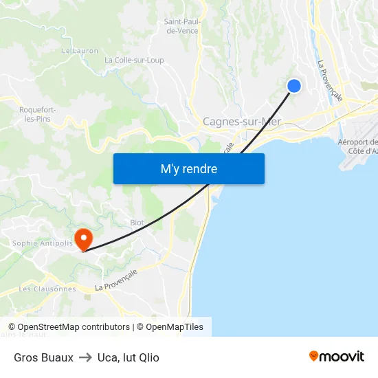 Gros Buaux to Uca, Iut Qlio map