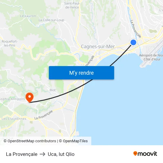 La Provençale to Uca, Iut Qlio map
