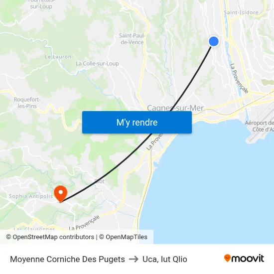 Moyenne Corniche Des Pugets to Uca, Iut Qlio map