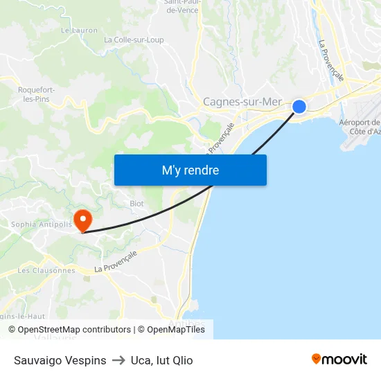 Sauvaigo Vespins to Uca, Iut Qlio map