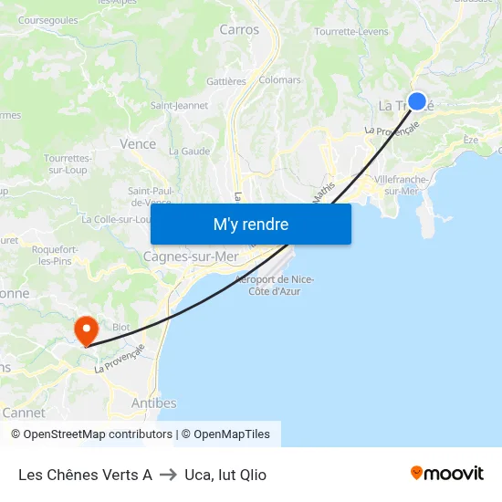 Les Chênes Verts A to Uca, Iut Qlio map