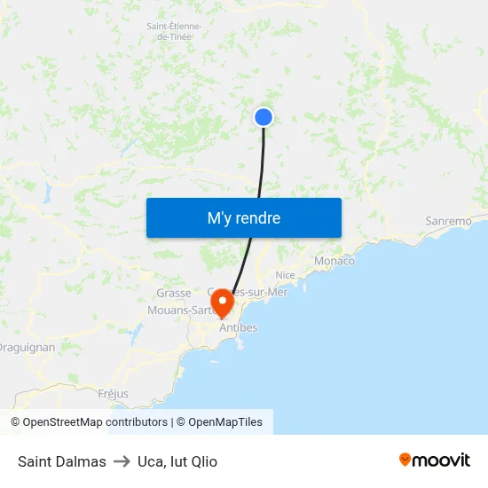 Saint Dalmas to Uca, Iut Qlio map