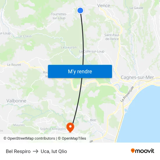 Bel Respiro to Uca, Iut Qlio map