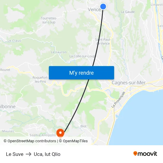 Le Suve to Uca, Iut Qlio map