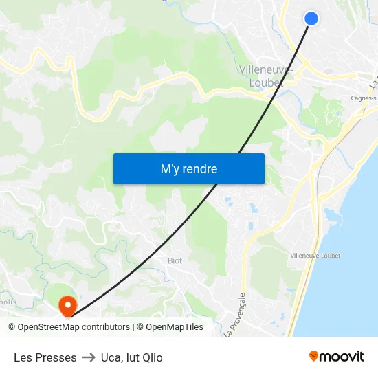 Les Presses to Uca, Iut Qlio map