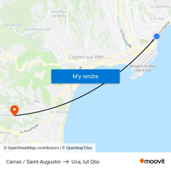 Carras / Saint-Augustin to Uca, Iut Qlio map