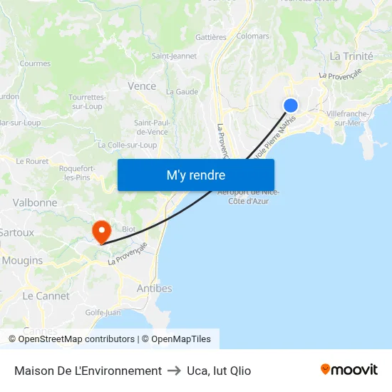 Maison De L'Environnement to Uca, Iut Qlio map