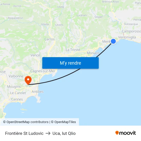 Frontière St Ludovic to Uca, Iut Qlio map