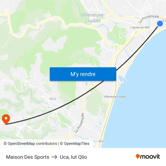 Maison Des Sports to Uca, Iut Qlio map