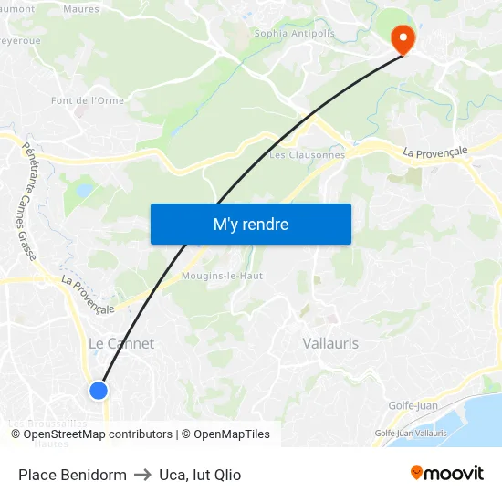 Place Benidorm to Uca, Iut Qlio map
