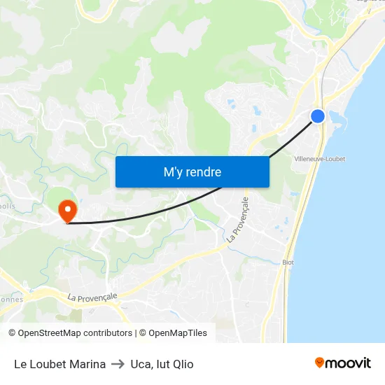 Le Loubet Marina to Uca, Iut Qlio map