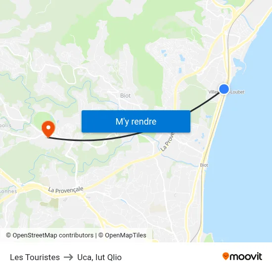 Les Touristes to Uca, Iut Qlio map