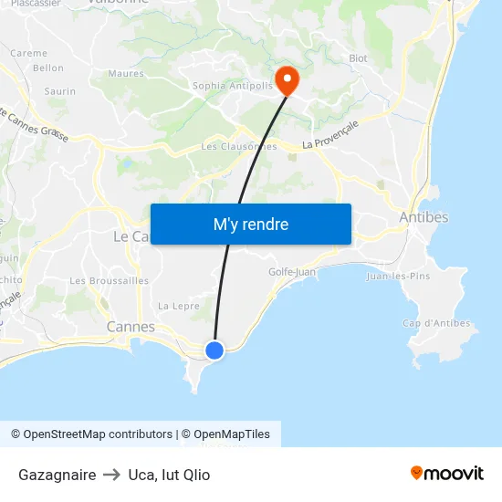 Gazagnaire to Uca, Iut Qlio map